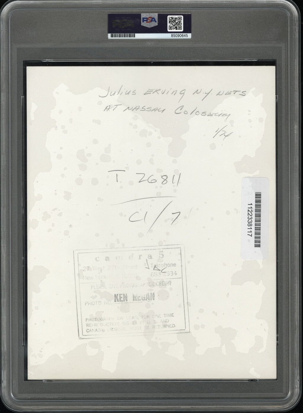 Julius Dr. J Erving 1973/74 NY Nets vs Tams ABA Type 1 Original Photo PSA/DNA