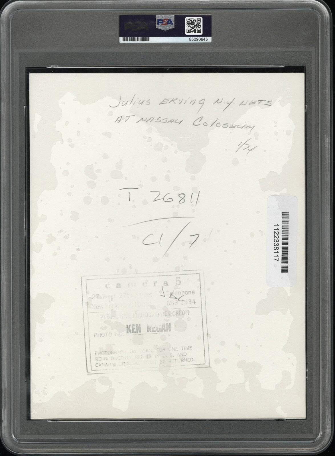 Julius Dr. J Erving 1973/74 NY Nets vs Tams ABA Type 1 Original Photo PSA/DNA