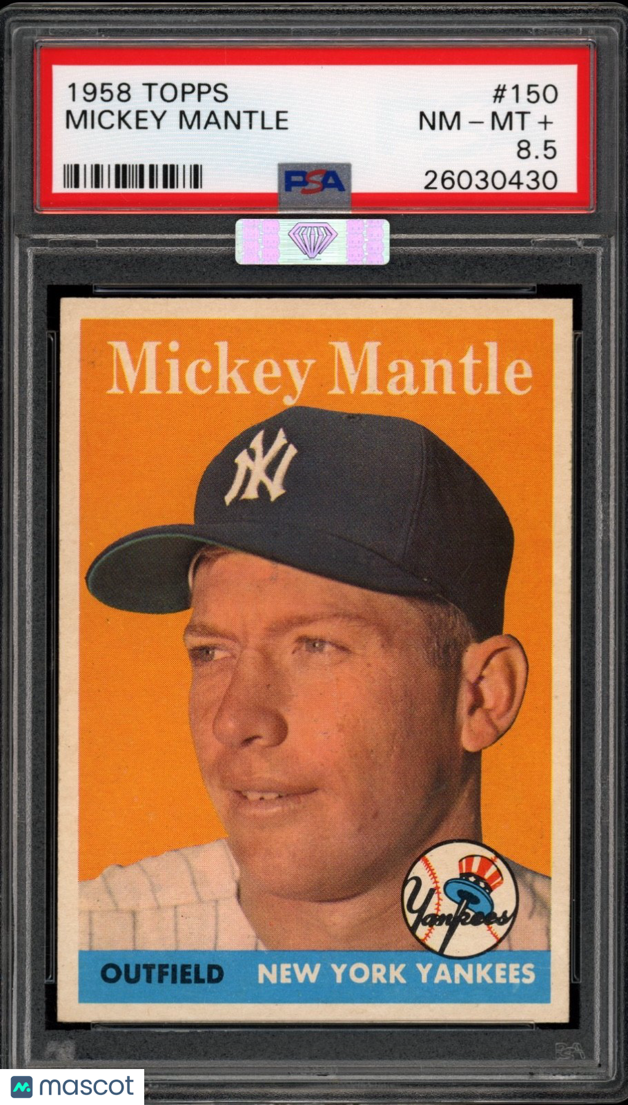 Mickey Mantle 1958 Topps Yankees Card #150 PSA 8.5 *VERY HIGH-END CENTERED*