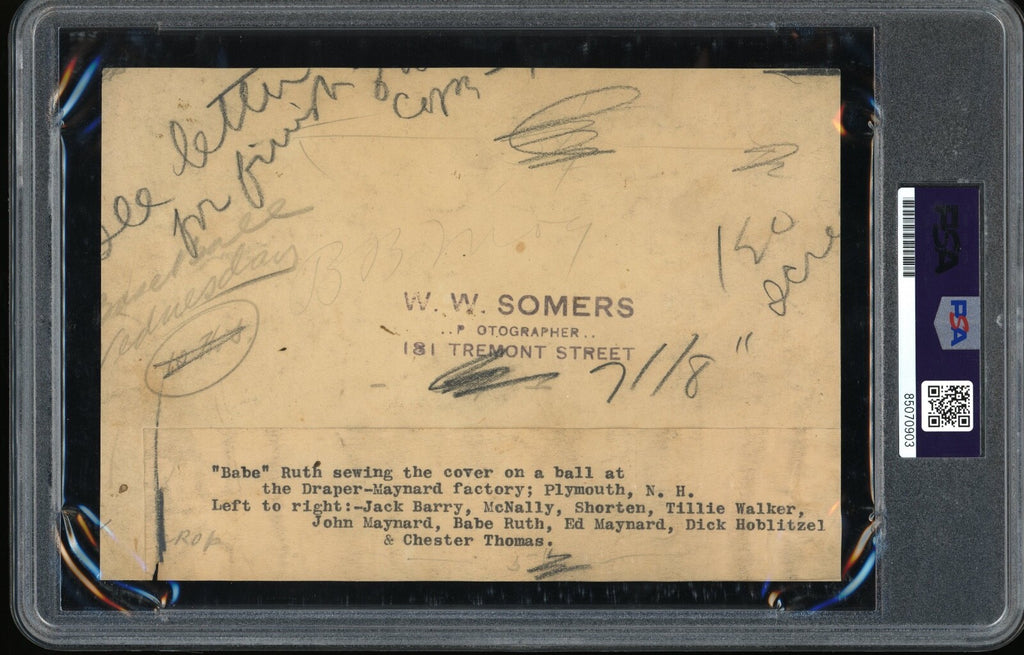 Babe Ruth 1916 Red Sox Type 1 Original Photo PSA/DNA  *Stitching a Baseball*