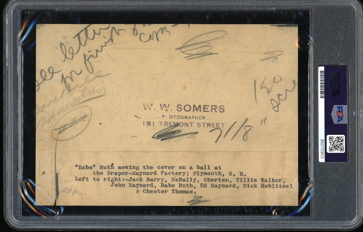 Babe Ruth 1916 Red Sox Type 1 Original Photo PSA/DNA  *Stitching a Baseball*