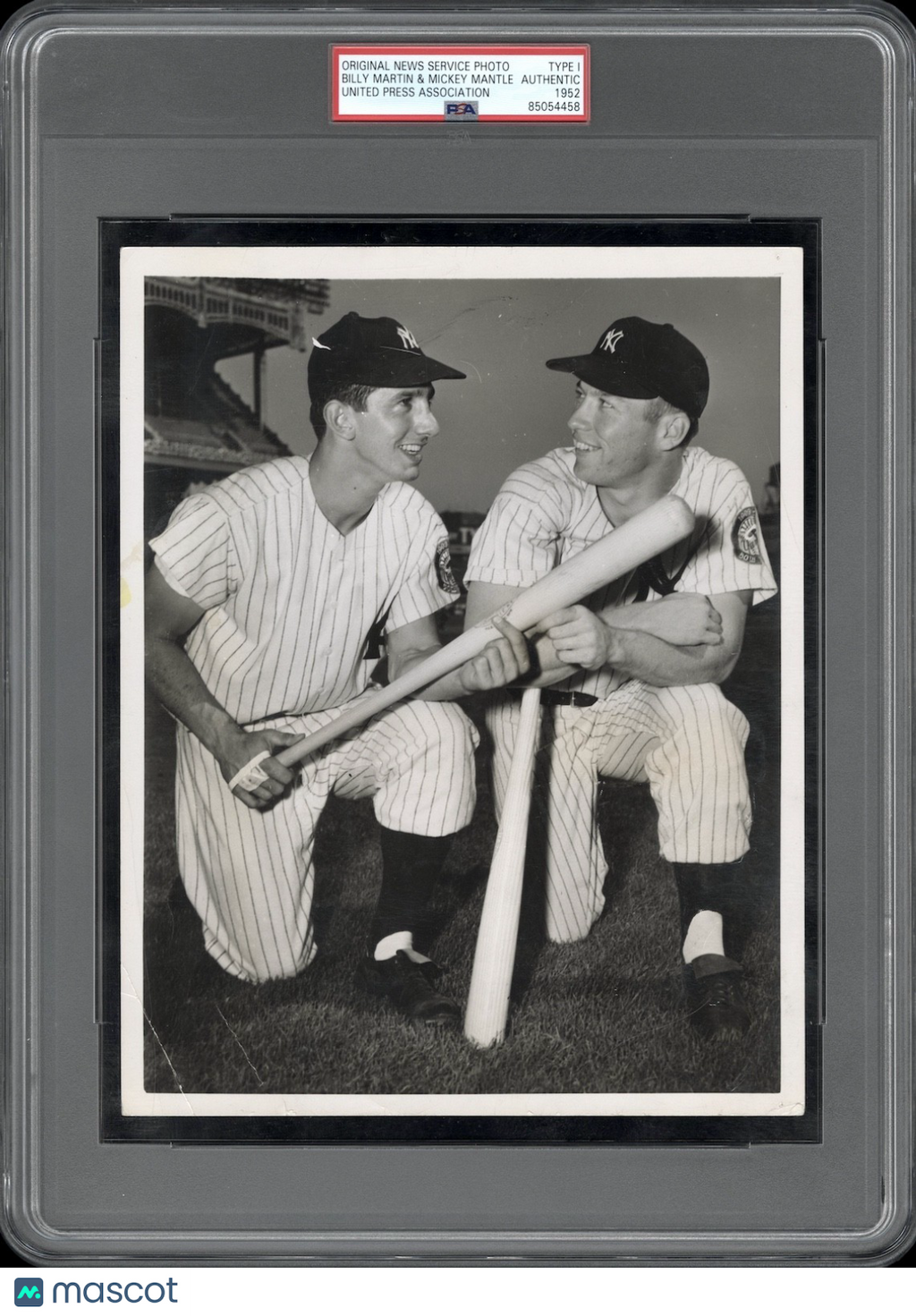 Mickey Mantle 1952 Yankee Stadium w/Billy Martin Type 1 Original Photo PSA/DNA