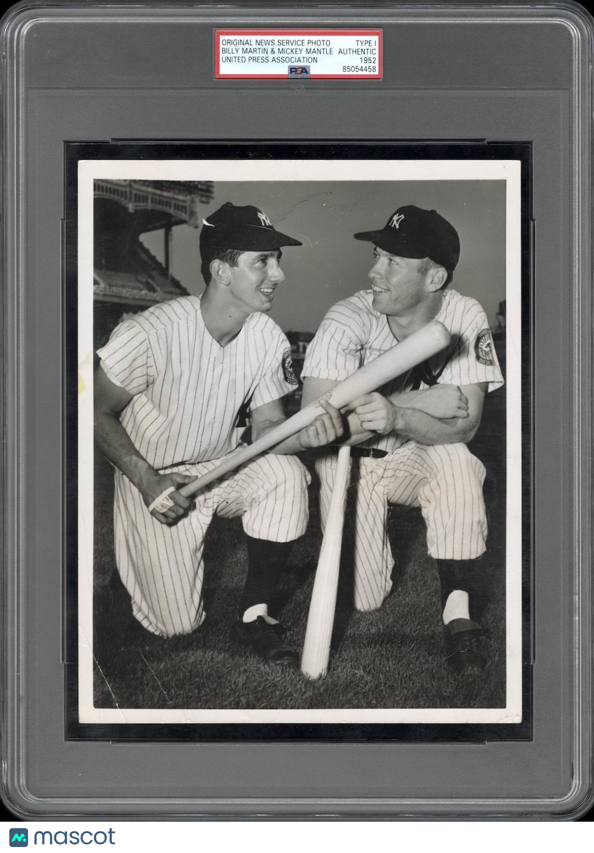 Mickey Mantle 1952 Yankee Stadium w/Billy Martin Type 1 Original Photo PSA/DNA