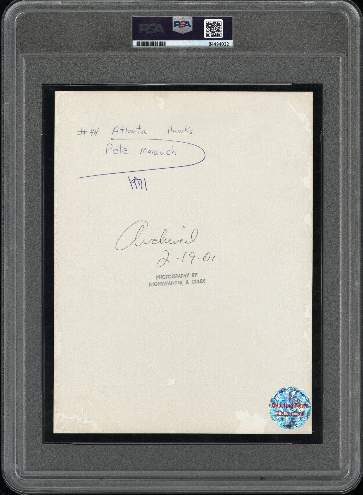 Pete Maravich 1970 Rookie Atlanta Hawks NBA Type 1 Original Photo PSA/DNA