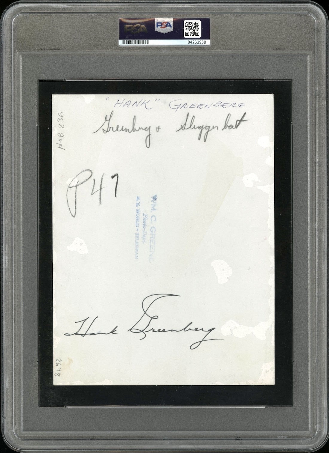 Hank Greenberg 1939 Detroit Tigers Type 1 Original Photo PSA/DNA Crystal Clear!