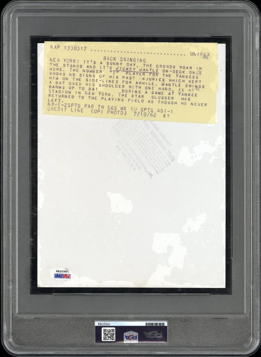 Mickey Mantle 1962 NY Yankees Type 1 Original Photo PSA/DNA *Crystal Clear!*