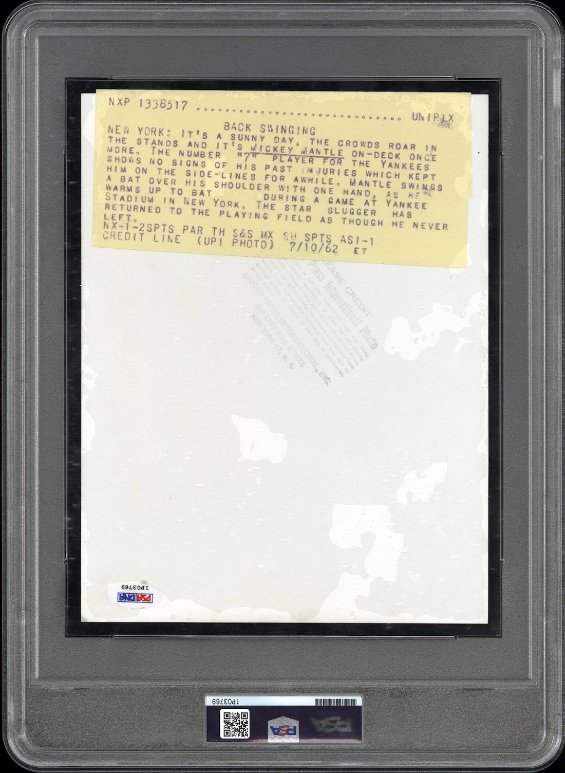 Mickey Mantle 1962 NY Yankees Type 1 Original Photo PSA/DNA *Crystal Clear!*