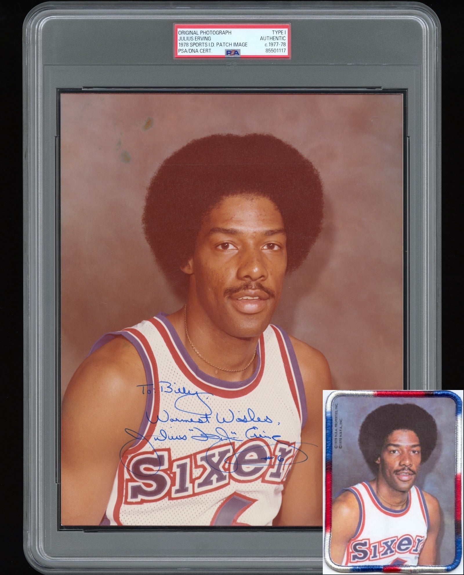 “Dr J.” Erving 1977 Signed Type I Original Photo PSA/DNA *Card Image*