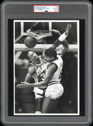 Julius "Dr. J" Erving 1981-82 Thunderous Jam Action Shot Type 1 Original Photo PSA/DNA