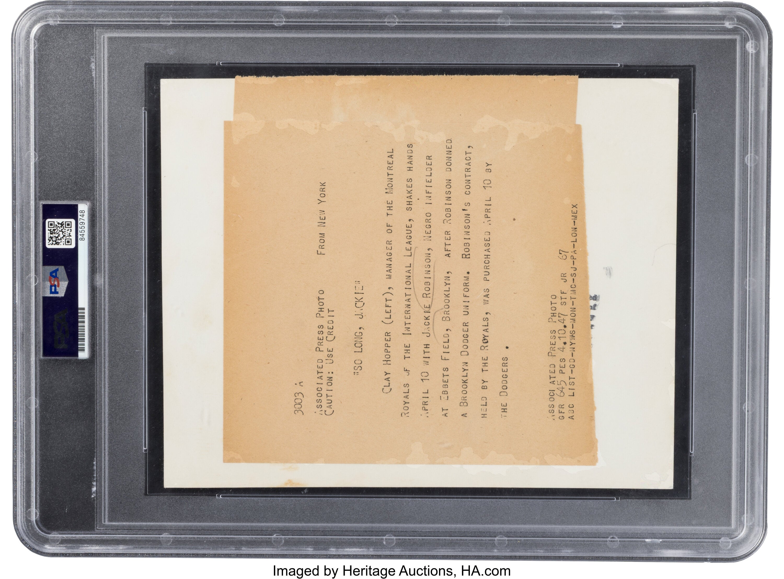 Jackie Robinson 1947 Type 1 Original Photo PSA/DNA **Dodgers Debut April 10th**