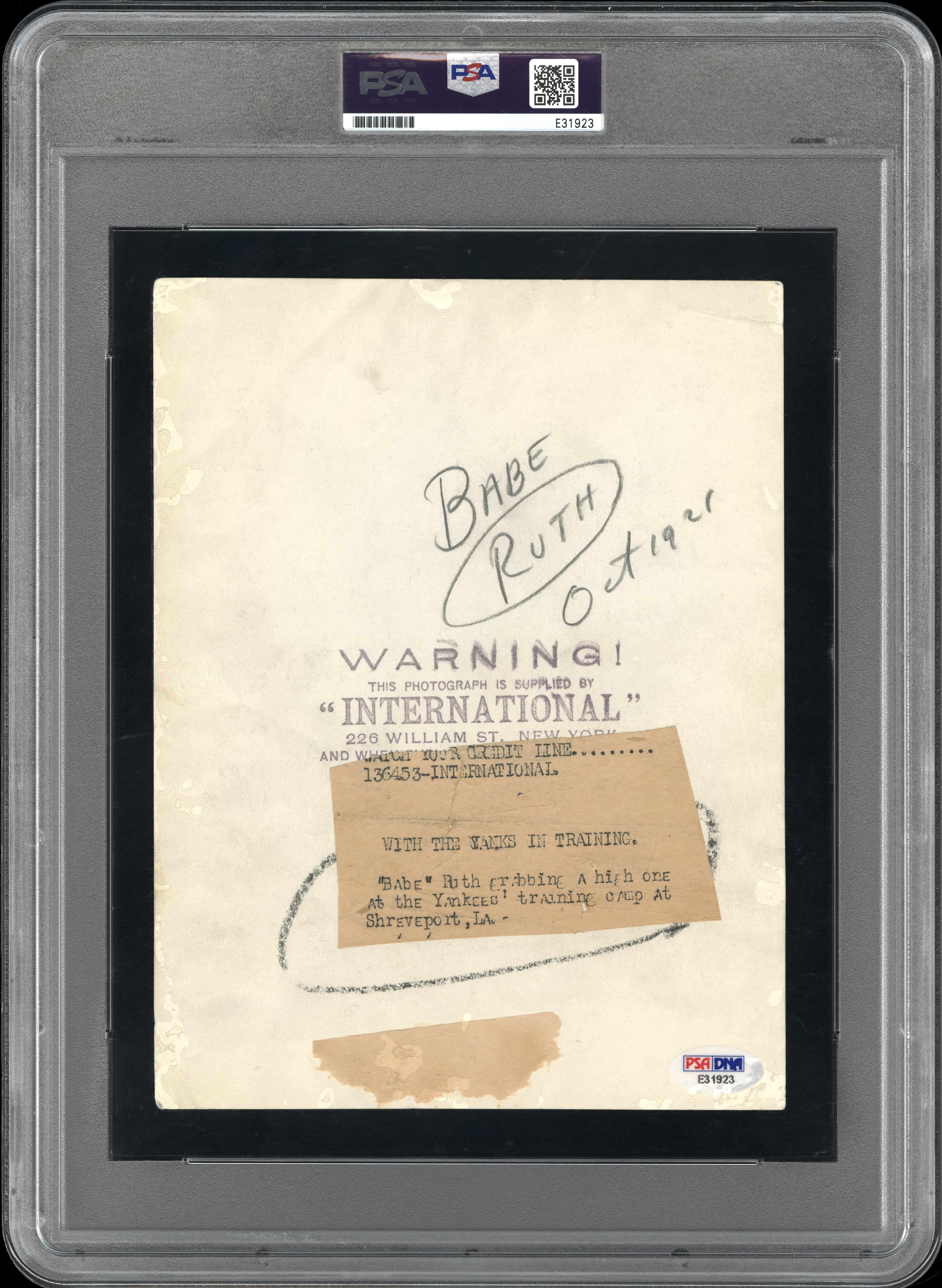 Babe Ruth 1921 Type I Original Photo PSA/DNA *Same shoot as 1921 Exhibit Card*
