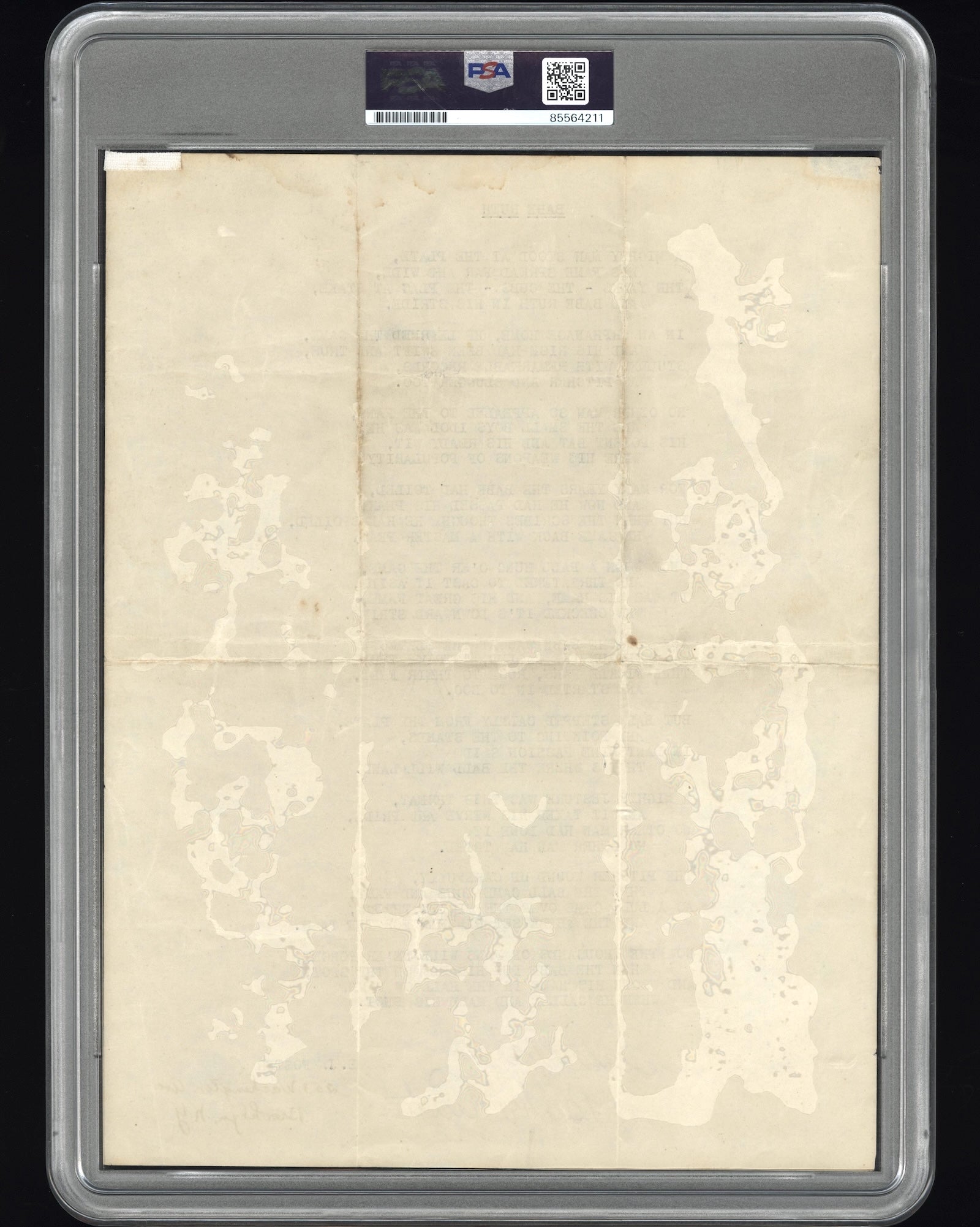 Babe Ruth 1932 Autographed Poem Related to "World Series Called Shot" PSA/DNA 9
