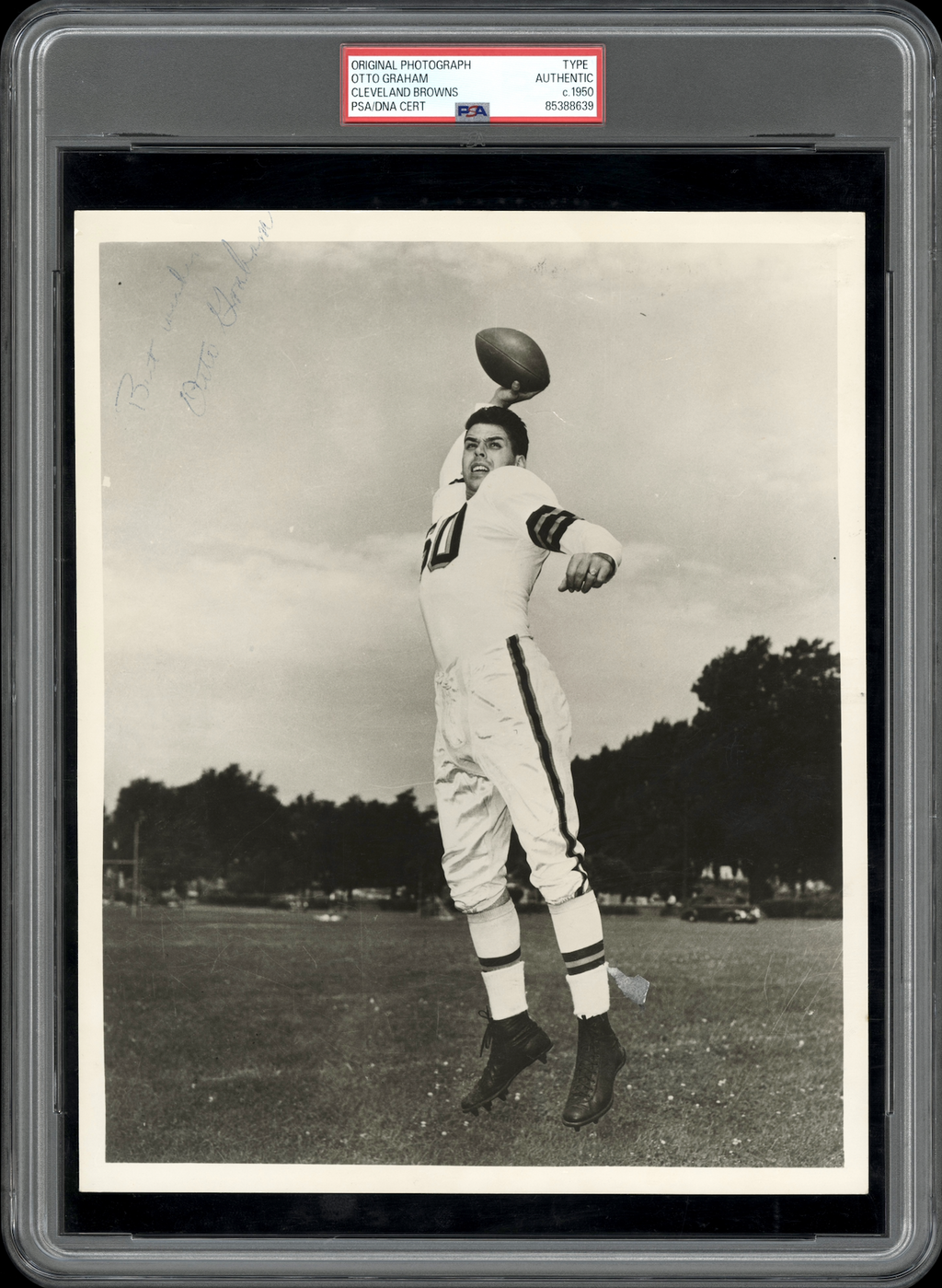 Otto Graham Type I Original Photo PSA/DNA + AUTO *1950 Bowman RC Image*