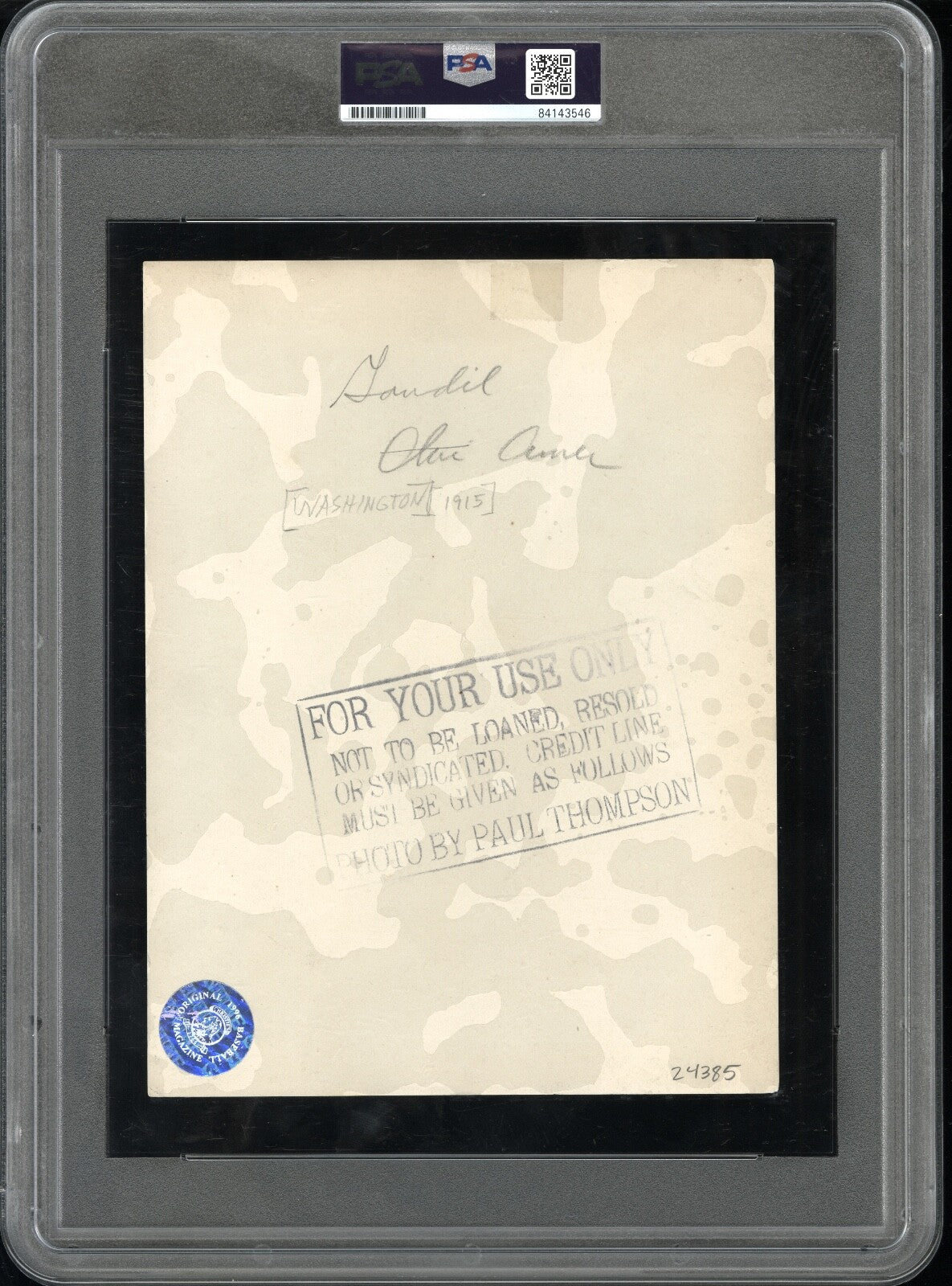 Chick Gandil 1915 Type I Original Photo Thompson PSA/DNA *Leader of Black Sox*