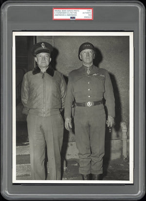 George Patton & Dwight Eisenhower 1944 WWII Type 1 Original Photo PSA/DNA