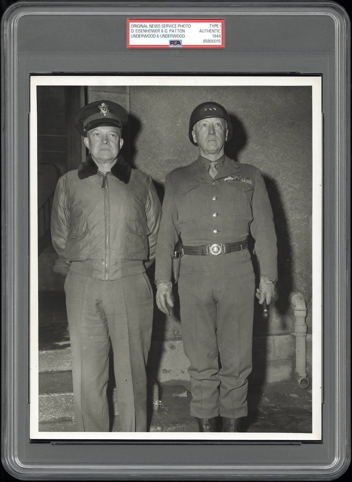 George Patton & Dwight Eisenhower 1944 WWII Type 1 Original Photo PSA/DNA