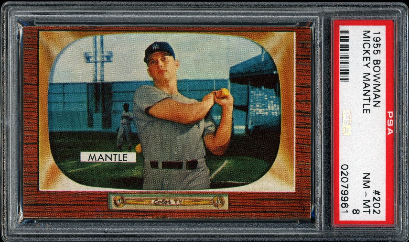 MICKEY MANTLE 1955 BOWMAN YANKEES CARD #202 PSA 8 *CENTERED*