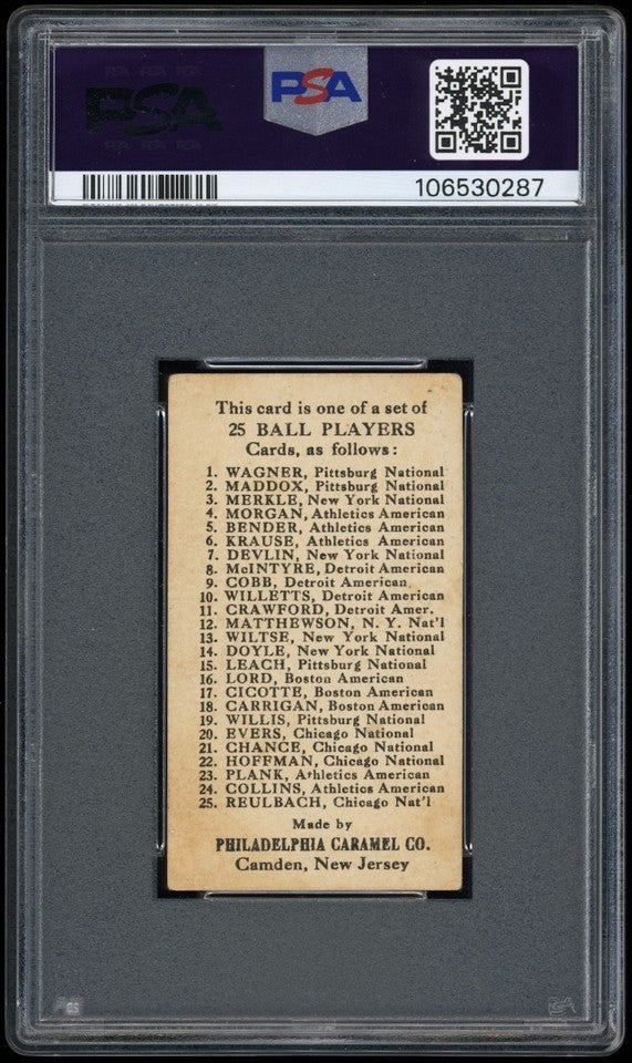 Johnny Evers 1909 E95 Caramel HOF Card PSA 3 High-End Centered Freshly Graded!