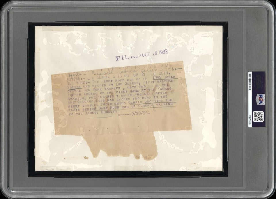 Lou Gehrig & Babe Ruth 1932 World Series Type 1 Original Photo PSA/DNA Gehrig HR