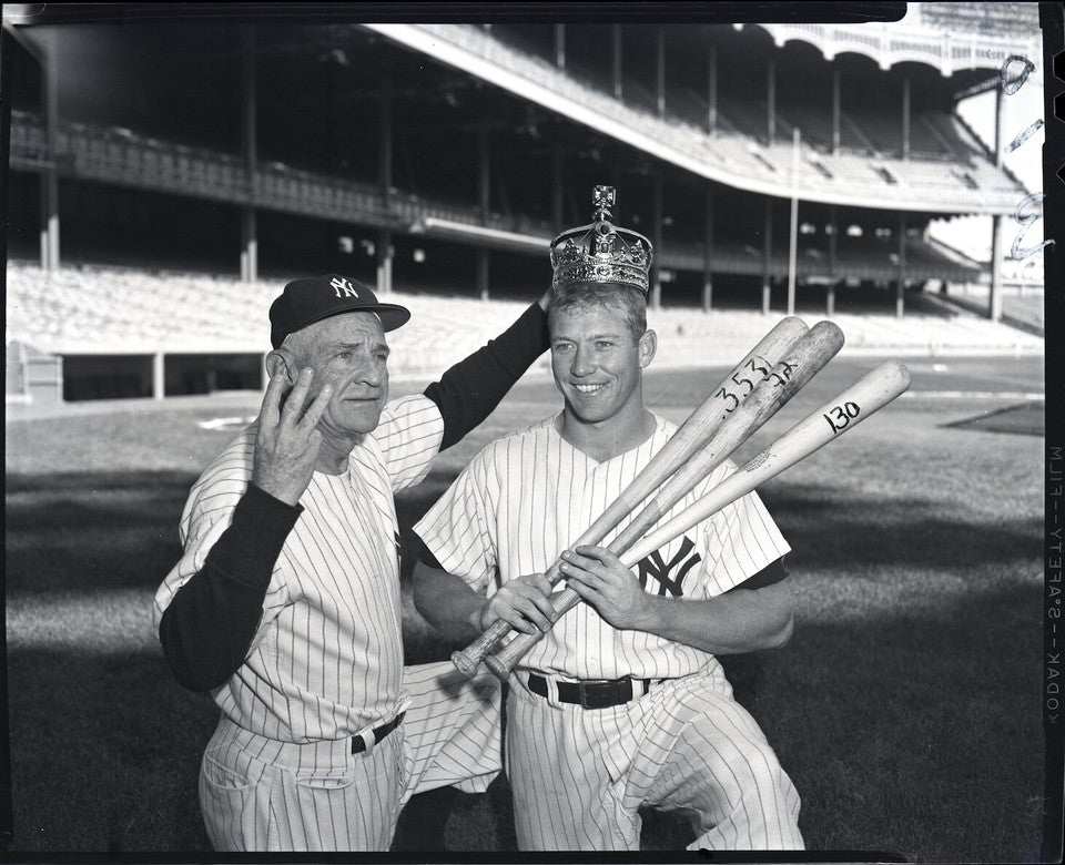 Mickey Mantle 1956 Triple Crown w/Bats Original Photo Film Negative 4x5 RARE!
