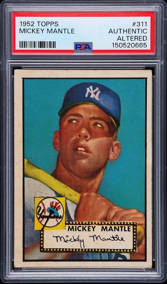 Mickey Mantle 1952 Topps Card #311 PSA Authentic Altered *Bright Blue No PD*