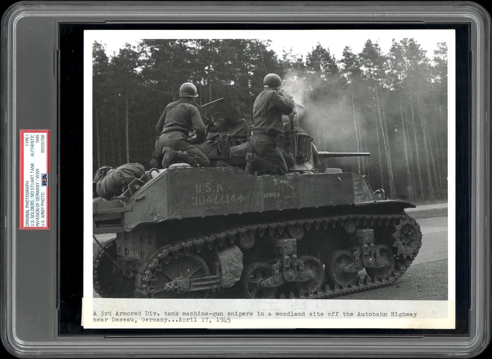 M3 Stuart Tank 1945 Invasion Of Germany WWII Type I Original Photo PSA/DNA