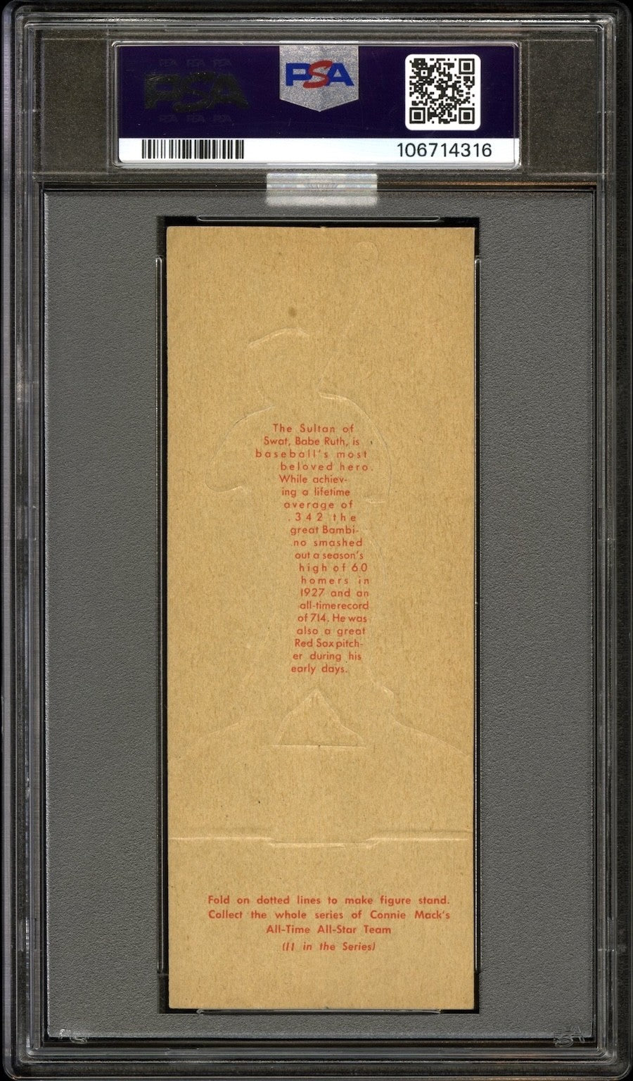 Babe Ruth 1951 Topps Connie Mack's All-Stars Baseball Card #20 PSA 4 *MBA GOLD*