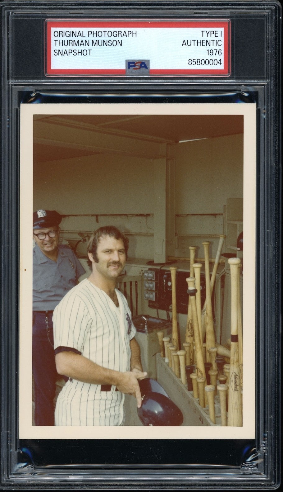 Thurman Munson 1976 Type 1 Original Photo PSA/DNA RARE Color Snapshot Bat Rack