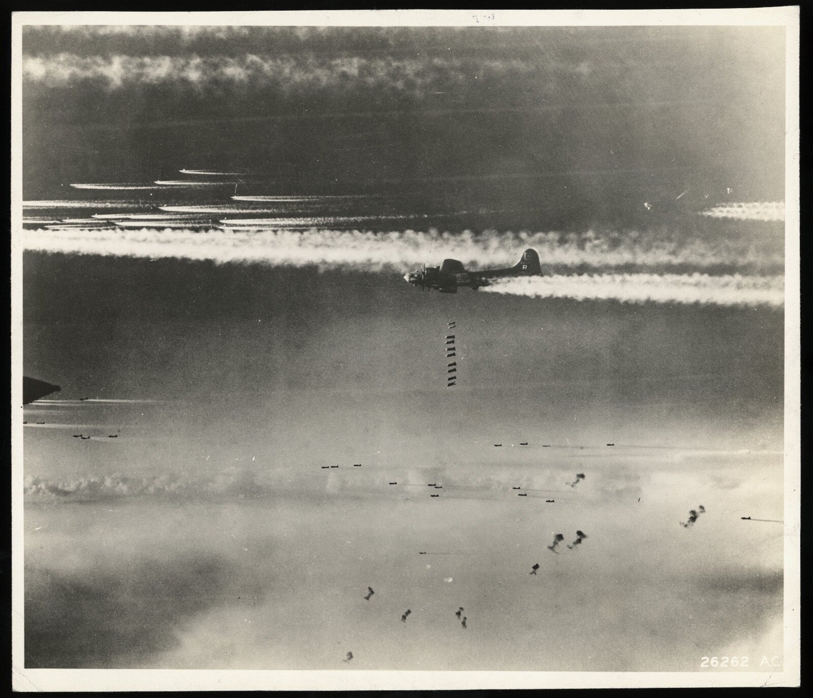 B-17 Bomber Flying Fortress Flak-burst Germany 1944 WWII Type 1 Original Photo