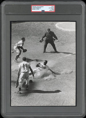 Jackie Robinson 1951 Type 1 Original Photo PSA/DNA *Sliding Safe at Home*