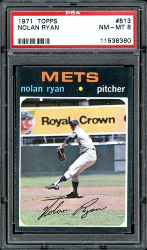 Nolan Ryan 1971 Topps New York Mets Baseball Card #513 PSA 8