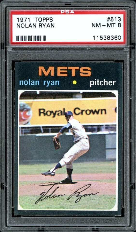 Nolan Ryan 1971 Topps New York Mets Baseball Card #513 PSA 8