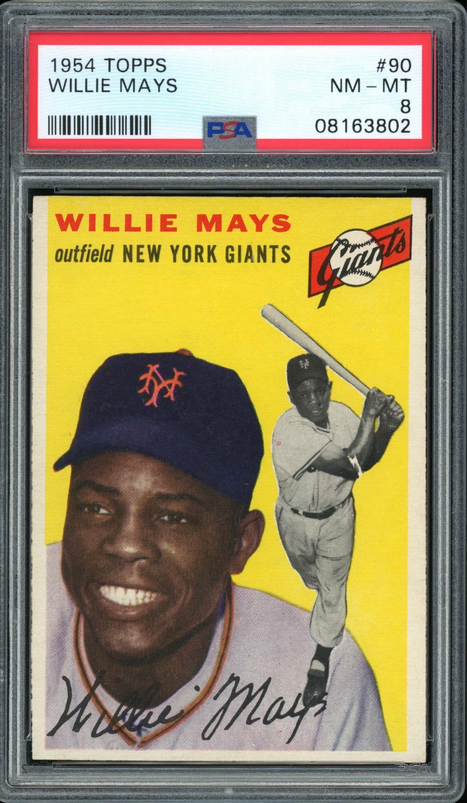 Willie Mays 1954 Topps Baseball New York Giants Card #90 PSA 8 **High-End** M