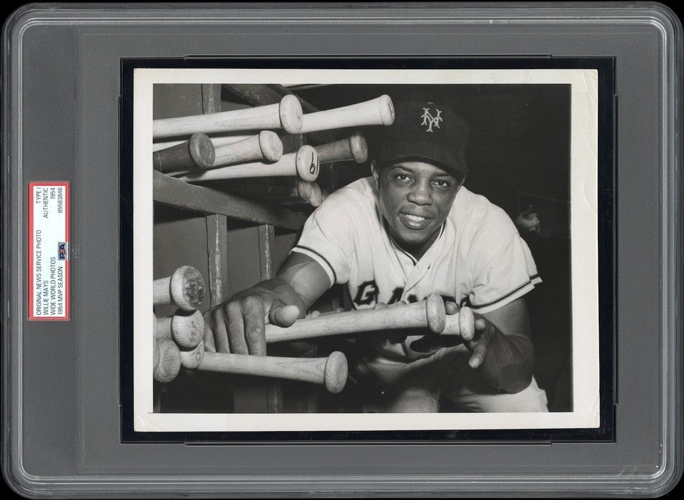 Willie Mays 1954 NY Giants Type 1 Original Photo PSA/DNA W/Bats MVP Season!