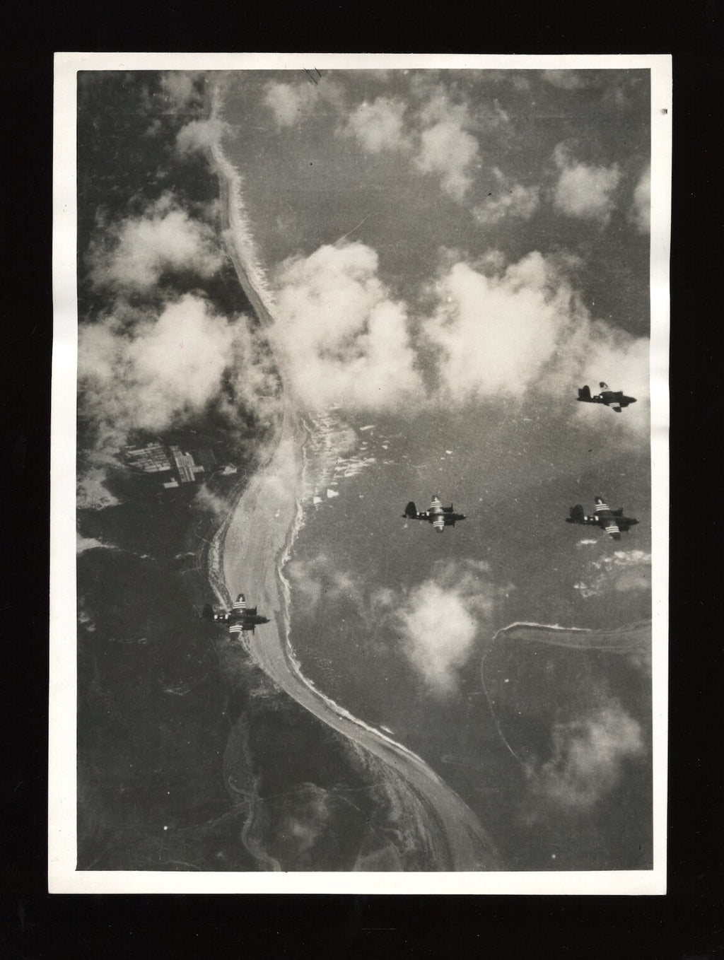 WWII D-Day June 6 1944 Normandy Beach Type 1 Original Photo B-26 Marauder ICONIC