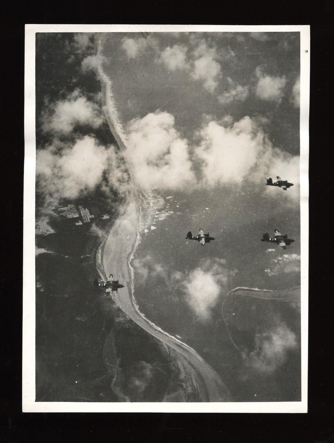 WWII D-Day June 6 1944 Normandy Beach Type 1 Original Photo B-26 Marauder ICONIC