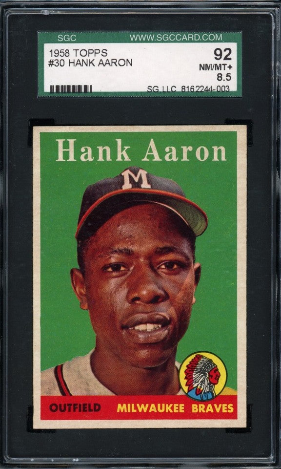 Hank Aaron 1958 Topps Baseball Card #30 SGC 8.5 "High-End *