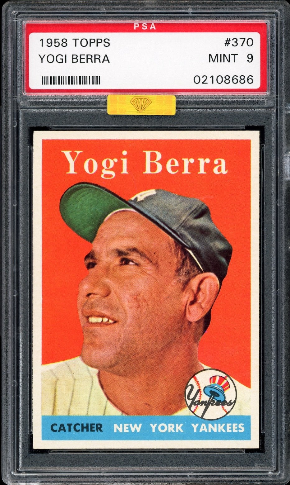 Yogi Berra 1958 Topps Card #370 PSA 9 *VERY HIGH-END* MBA GOLD DIAMOND POP 1