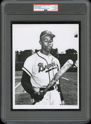 Hank Aaron 1950's *Rookie Era* Braves with Bat Type 1 Original Photo PSA/DNA
