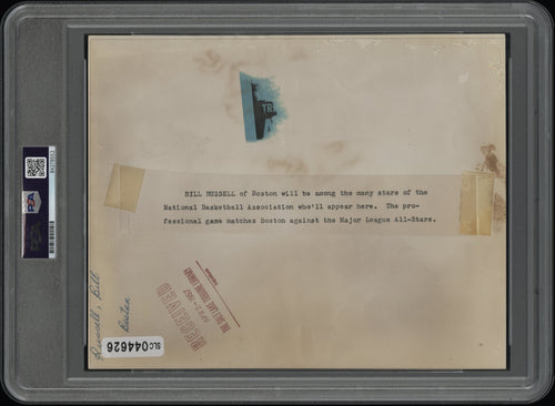 Bill Russell 1957 Rookie Type 1 Original Photo PSA/DNA **Very close to his NBA Debut**