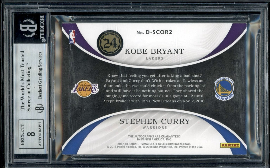 Kobe Bryant & Stephen Curry 2017-18 Immaculate Collection Dual Auto /25 #33 BGS 8.5