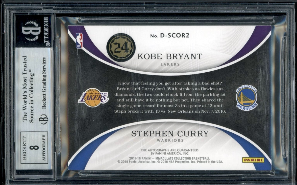 Kobe Bryant & Stephen Curry 2017-18 Immaculate Collection Dual Auto /25 #33 BGS 8.5