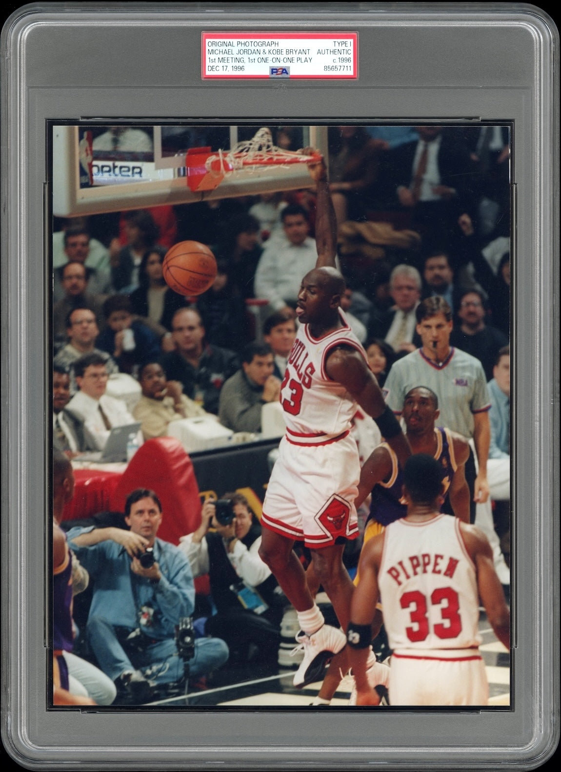 Jordan & Rookie Kobe Dec 17, 1996 1st Meeting & One-on-One Play Type 1 Original Photo PSA/DNA **1  of 1, Only known Type 1 from the game**
