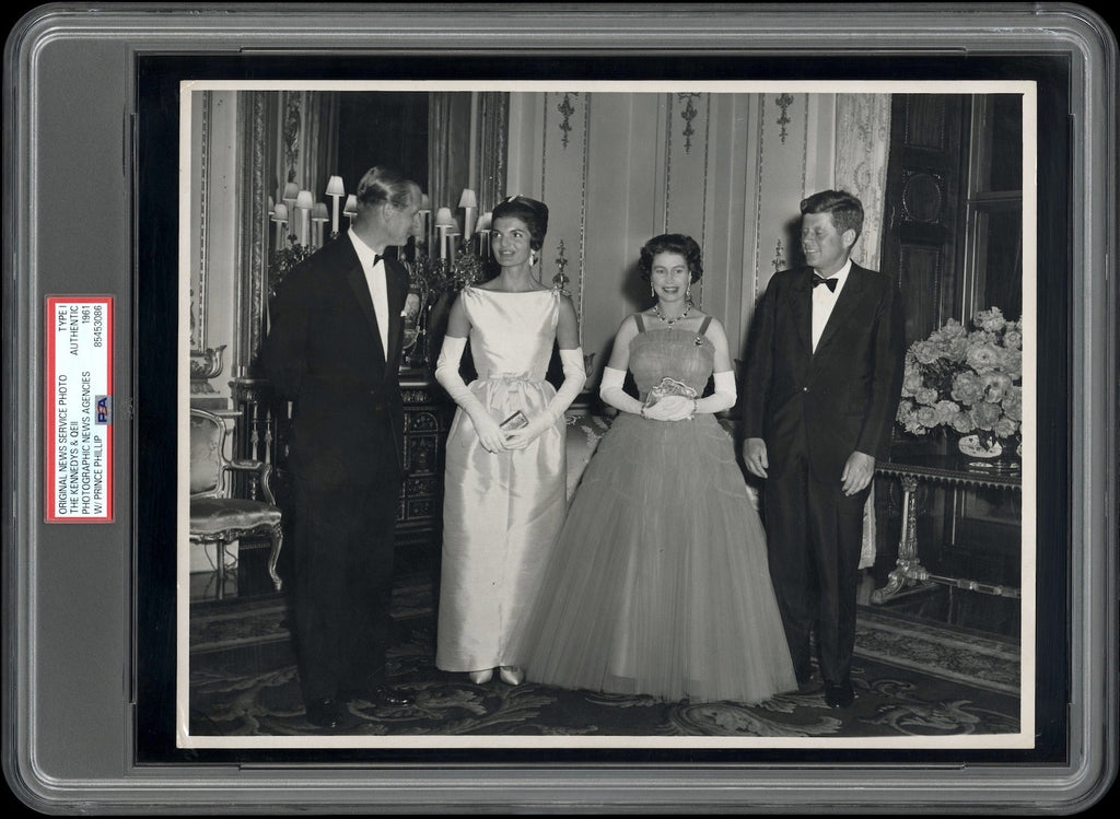 John F Kennedy & Queen Elizabeth Buckingham 1961 Type 1 Original Photo PSA/DNA