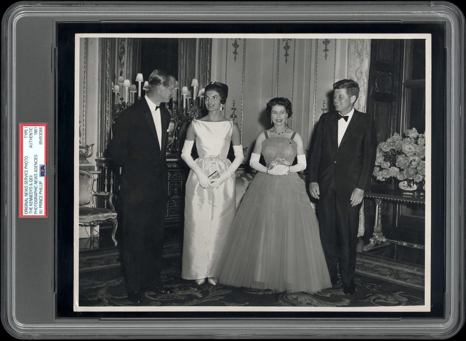 John F Kennedy & Queen Elizabeth Buckingham 1961 Type 1 Original Photo PSA/DNA