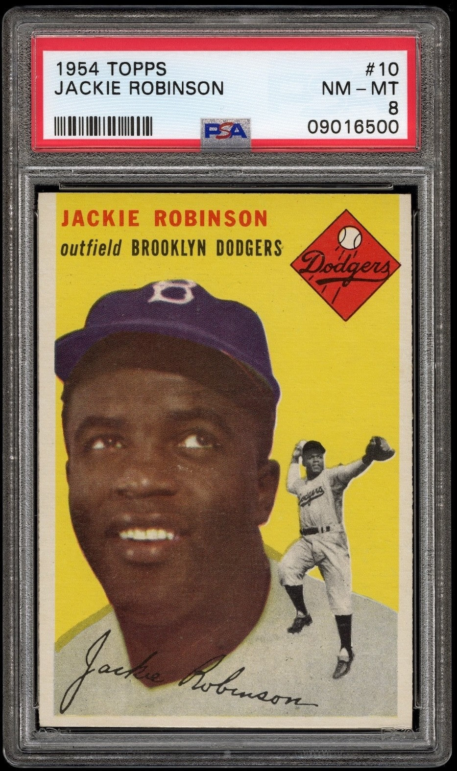 Jackie Robinson 1954 Topps Brooklyn Dodgers Card #10 PSA 8 *HIGH-END*