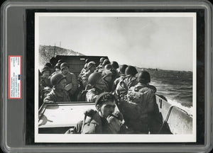 D-Day 1944 WWII Type I Original Photo PSA/DNA 1st Wave of GI's Omaha Beach!