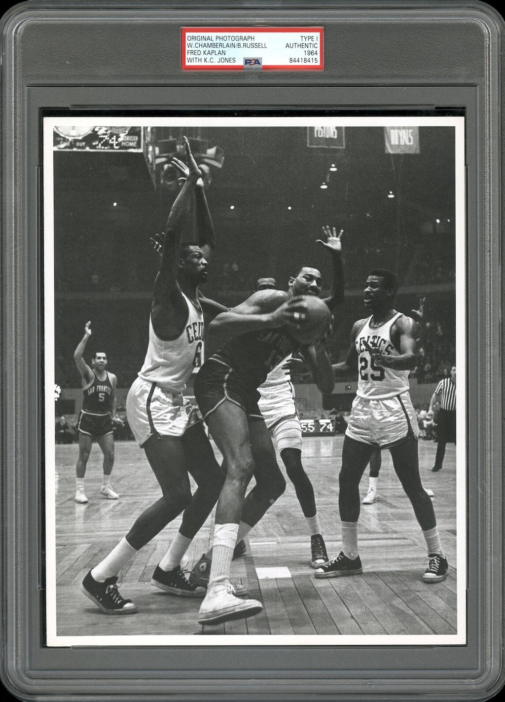 Wilt Chamberlain vs. Bill Russell 1964 NBA Type I Original Photo PSA/DNA