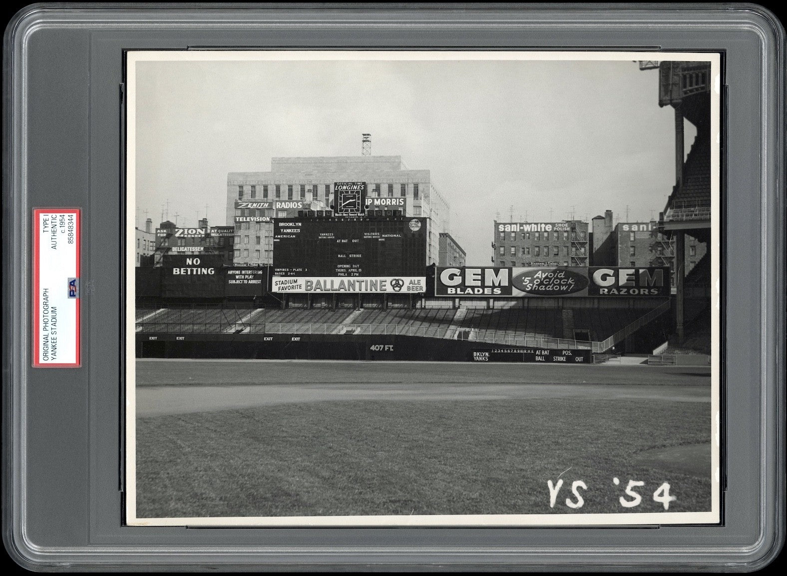 Yankee Stadium 1954 Vintage Advertising Type 1 Original Photo PSA/DNA